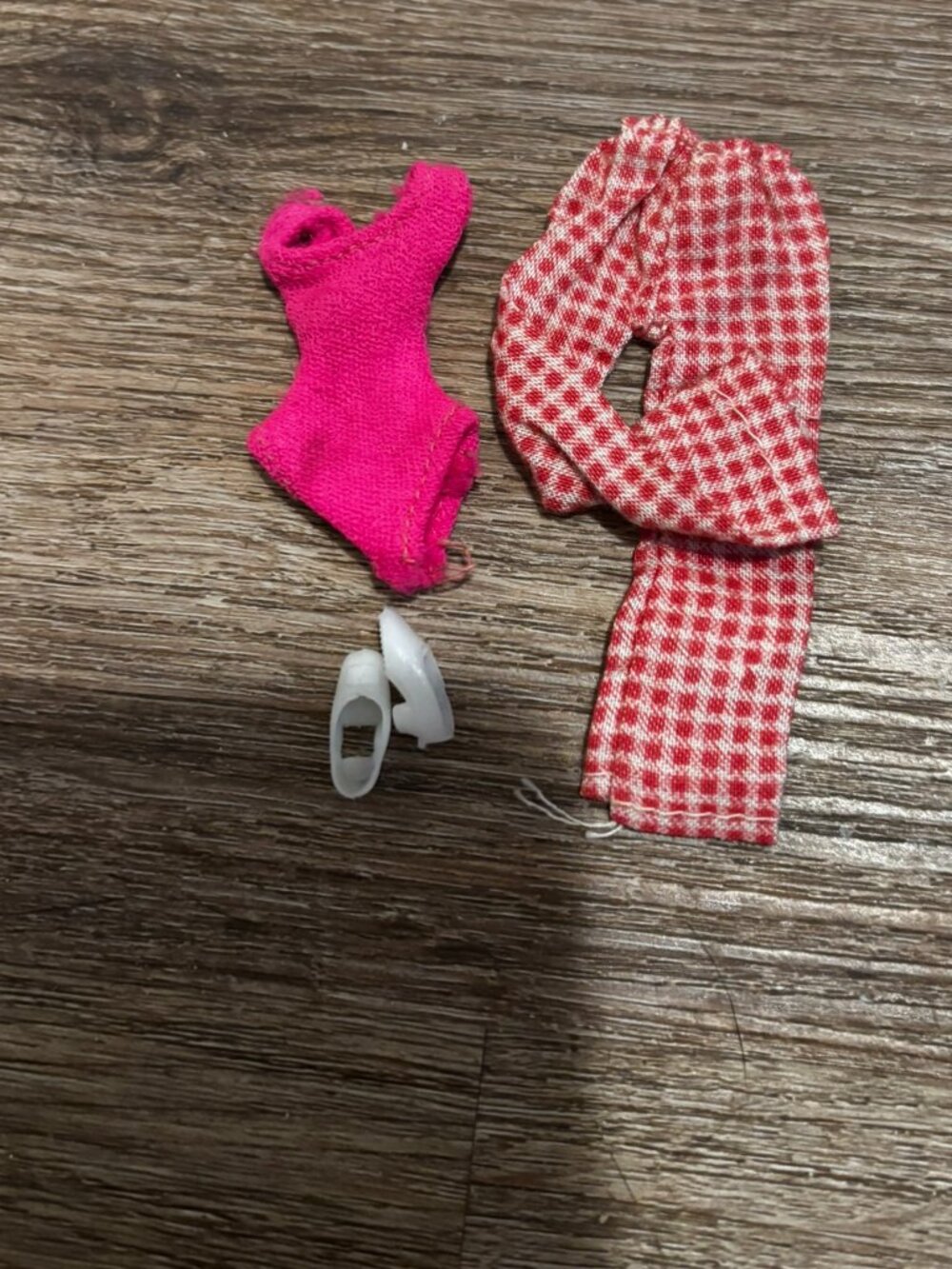 Topper Dawn doll clothes Pink Bathing suit w/gingham pants